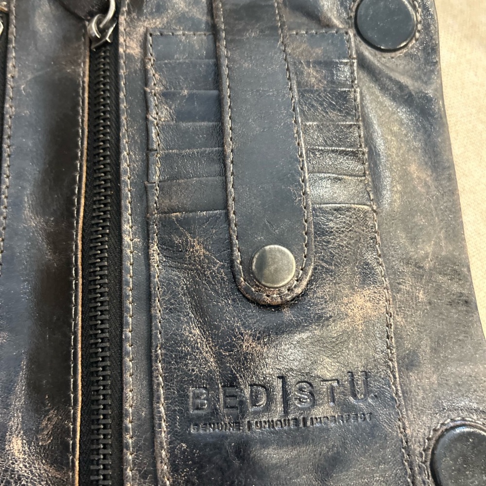 BED|STU “Cadence” Distressed Black Lux Leather Crossbody Purse - Picture 14 of 16